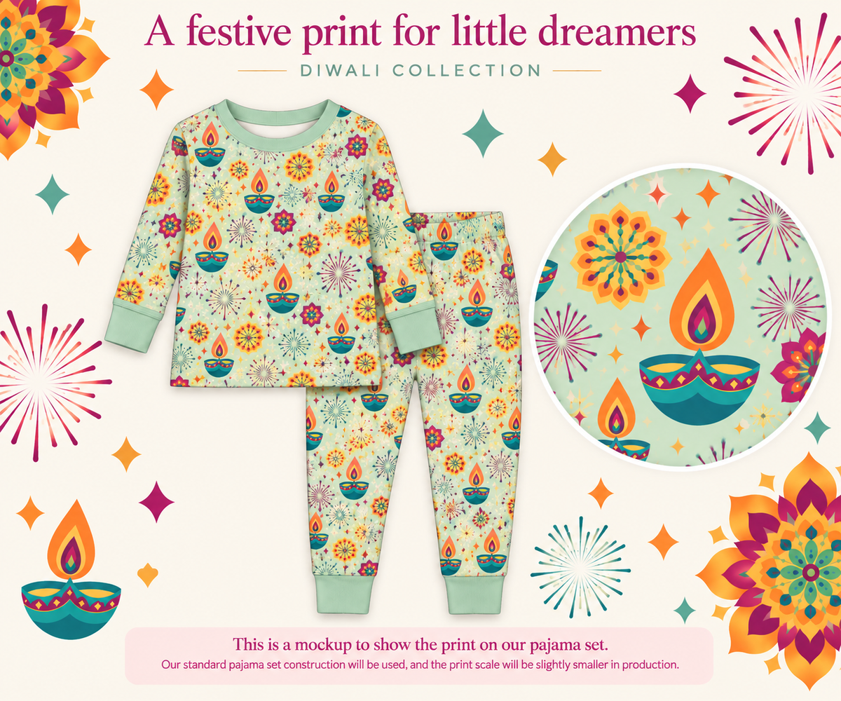 Long Sleeve Pajama Set - Diwali Light