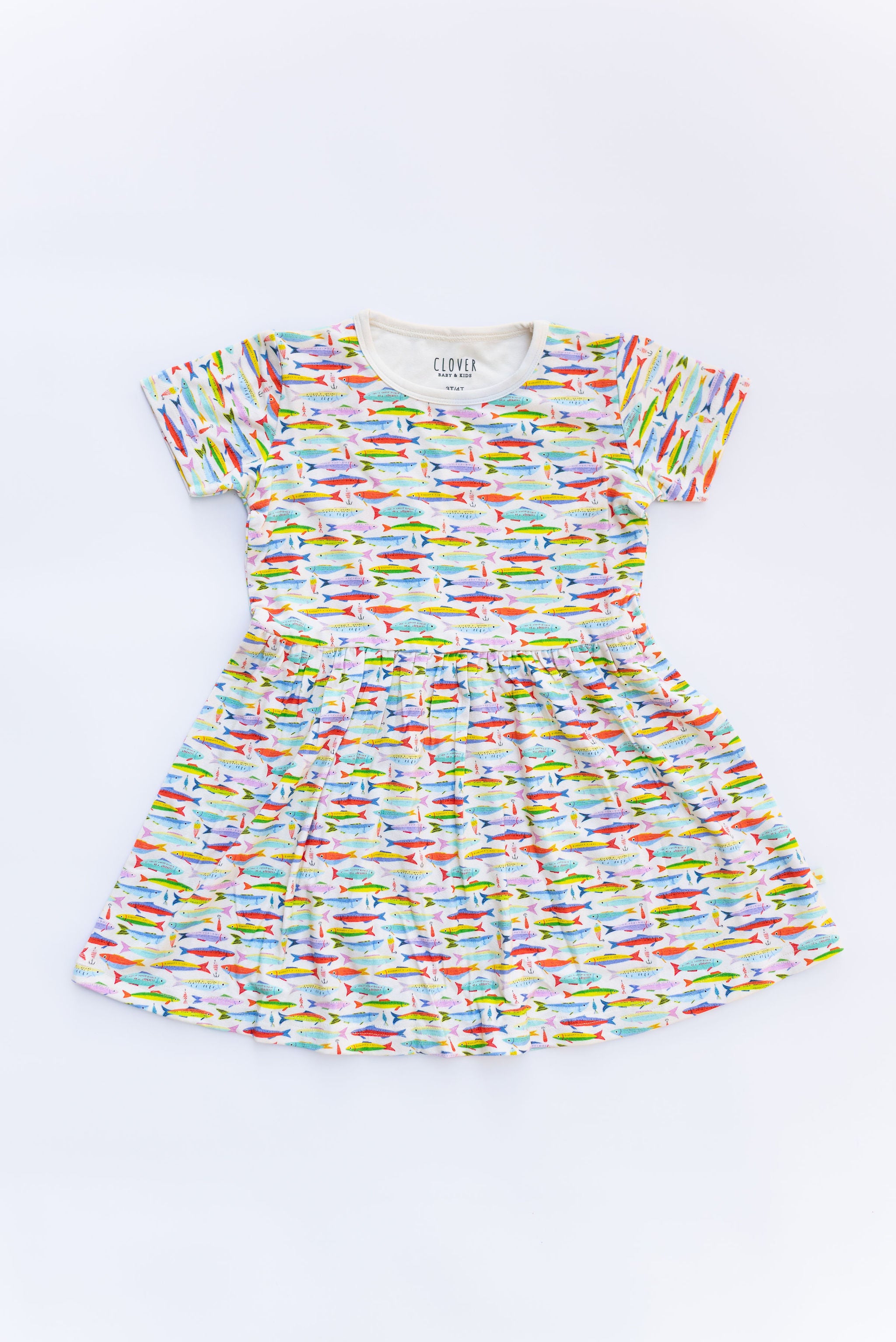 Stretchy Short Sleeve Twirl Dress - Fish + Bait