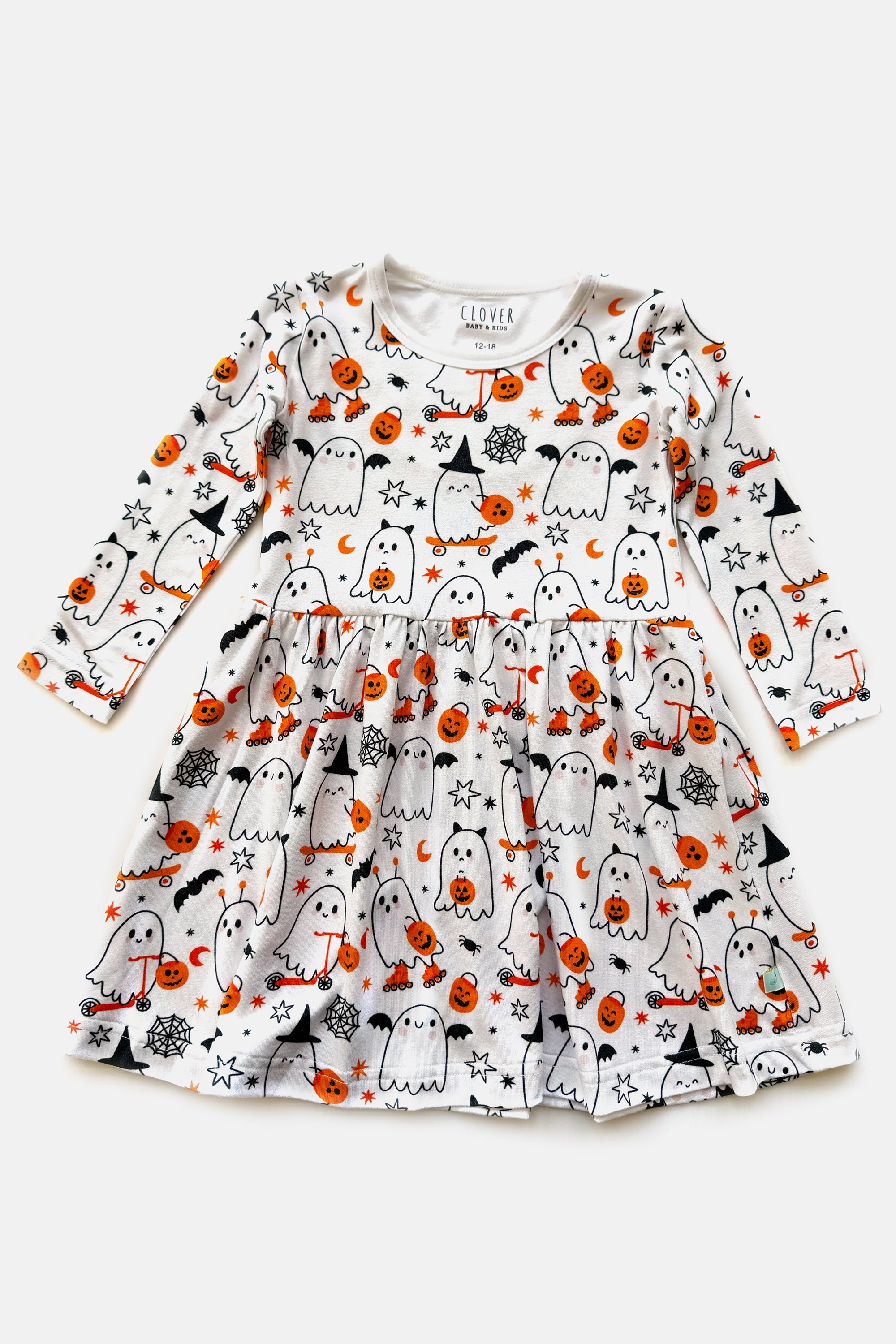 Stretchy Long Sleeve Twirl Dress - Halloween