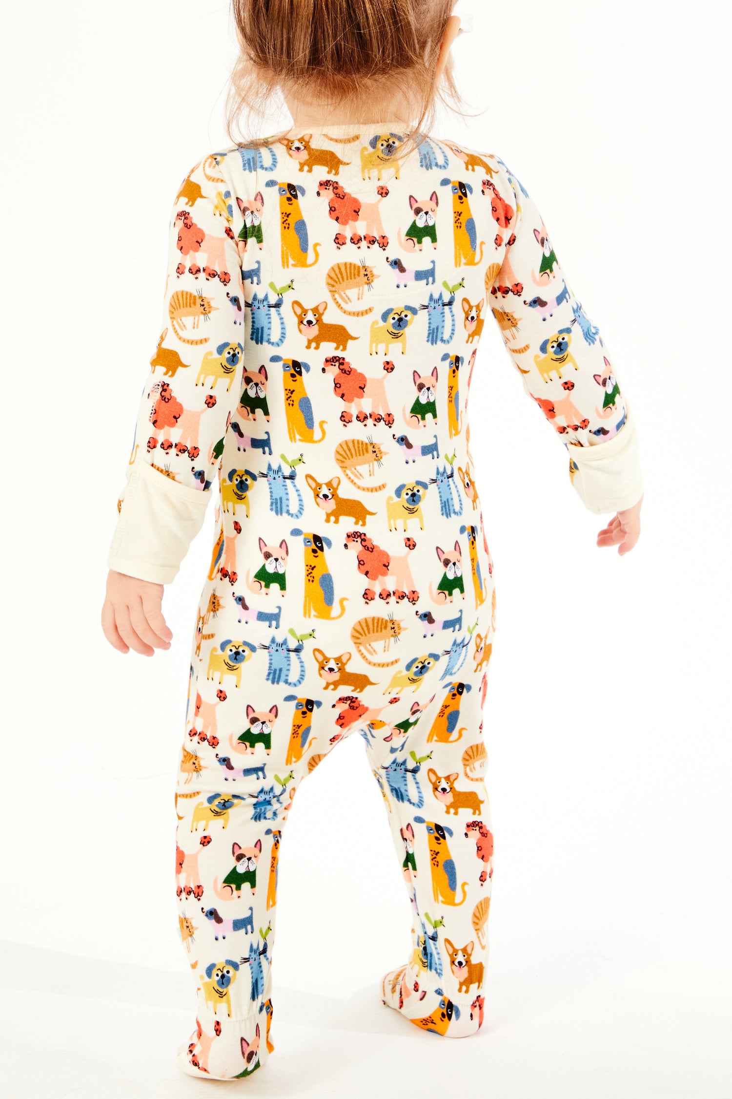 Soft & Stretchy Zipper Footie - Cats + Dogs