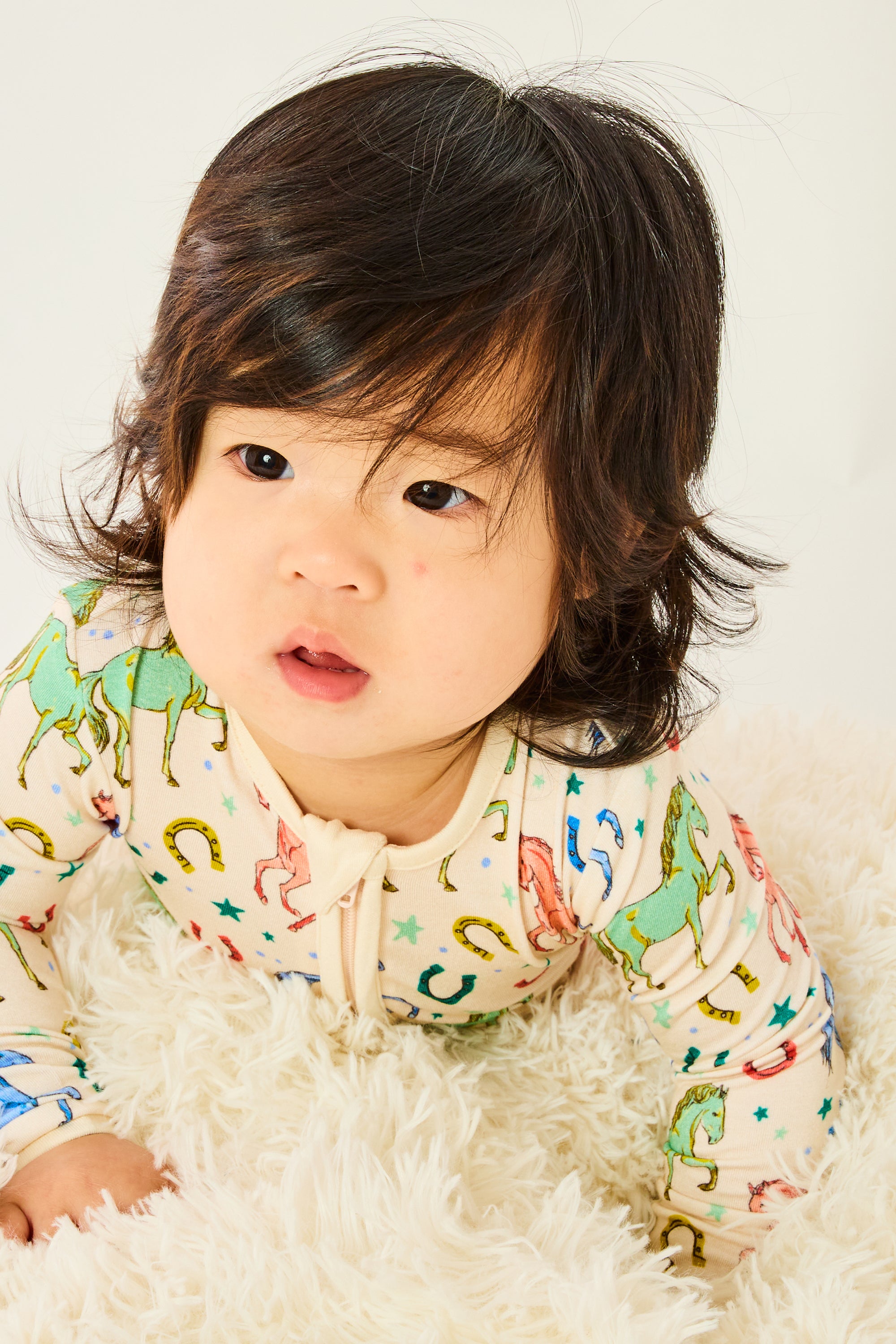 Soft & Stretchy Zipper Footie - Horses