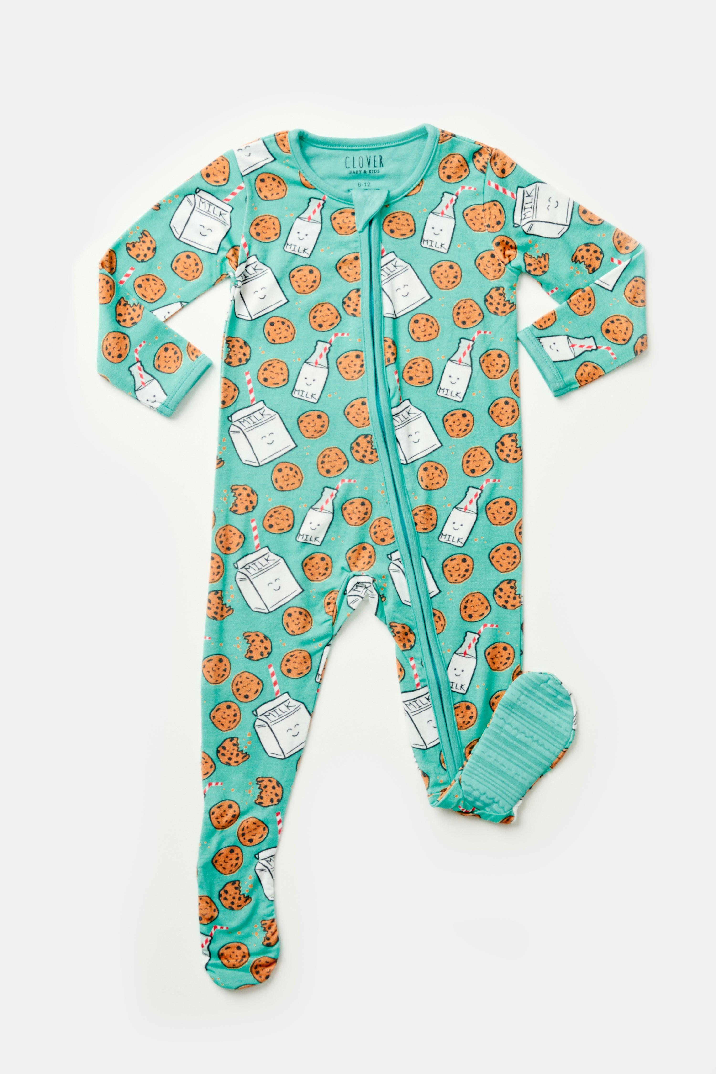 Soft & Stretchy Zipper Footie - Milk and Cookies