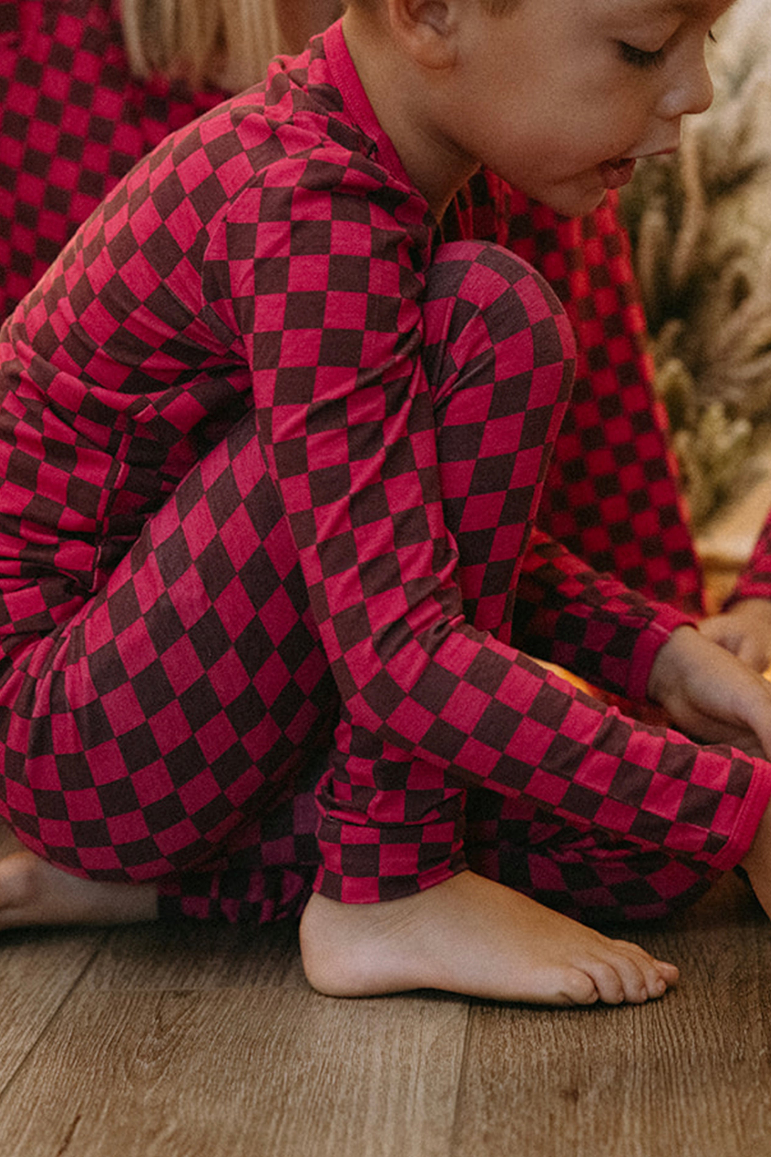 Long Sleeve Pajama Set - Clover x Bohemian Mama - Holiday Checkered Red