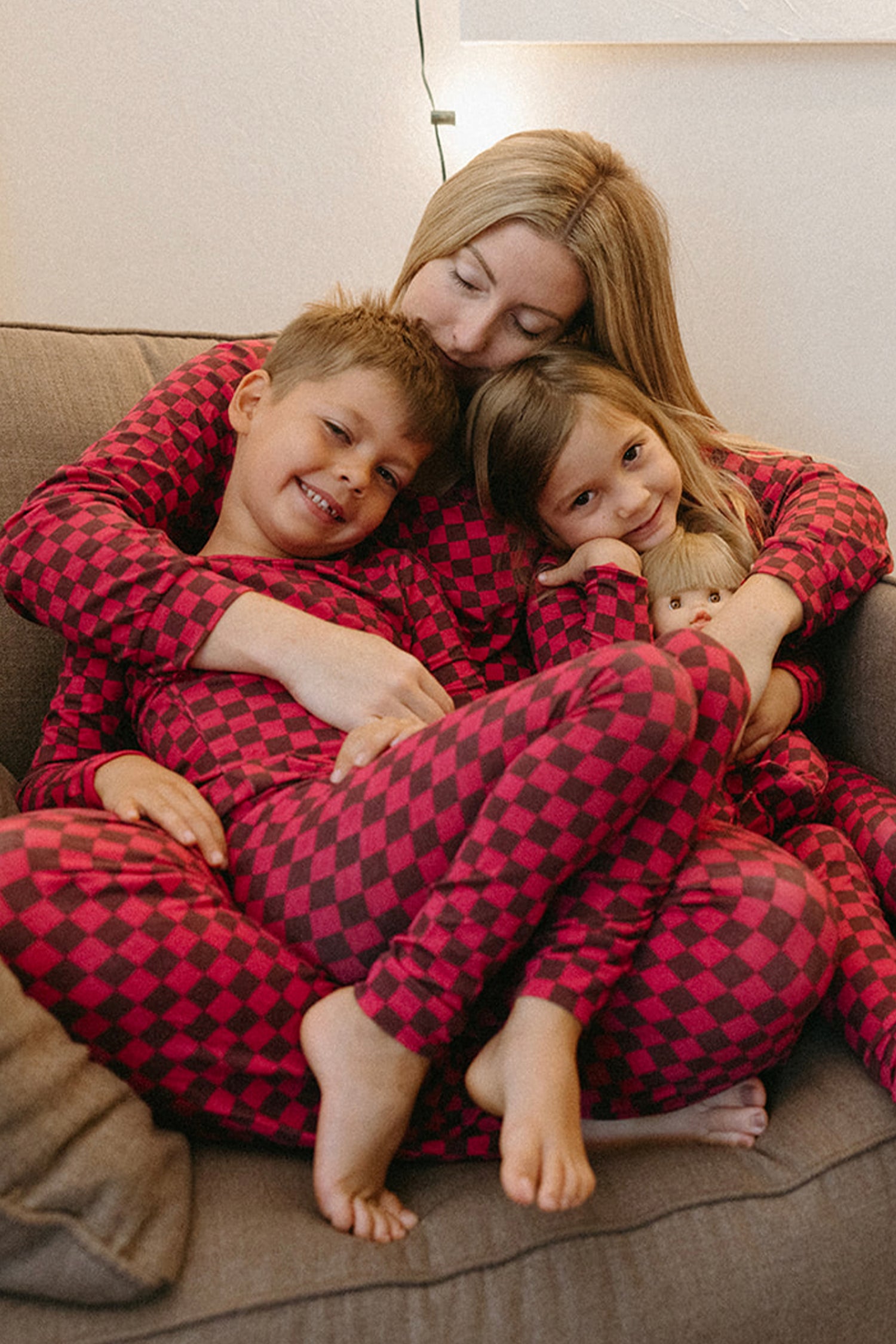 Long Sleeve Pajama Set - Clover x Bohemian Mama - Holiday Checkered Red