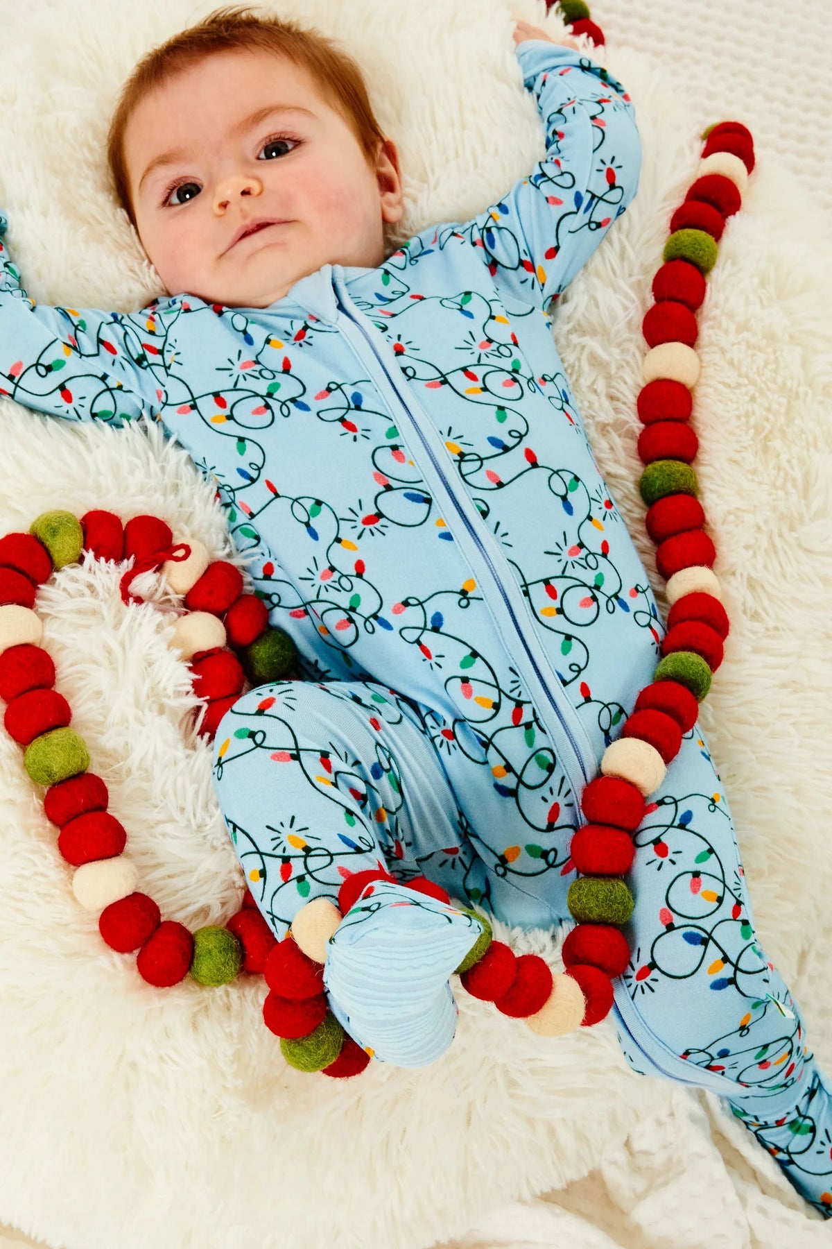 Soft &amp; Stretchy Zipper Footie - Christmas Lights