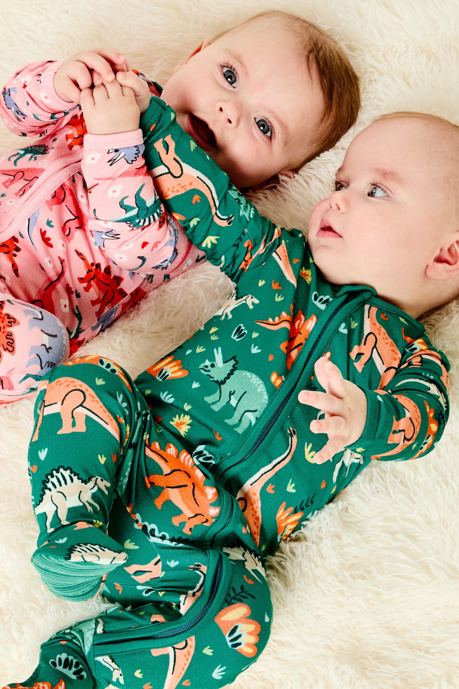 Soft &amp; Stretchy Zipper Footie - Dinosaur Jungle