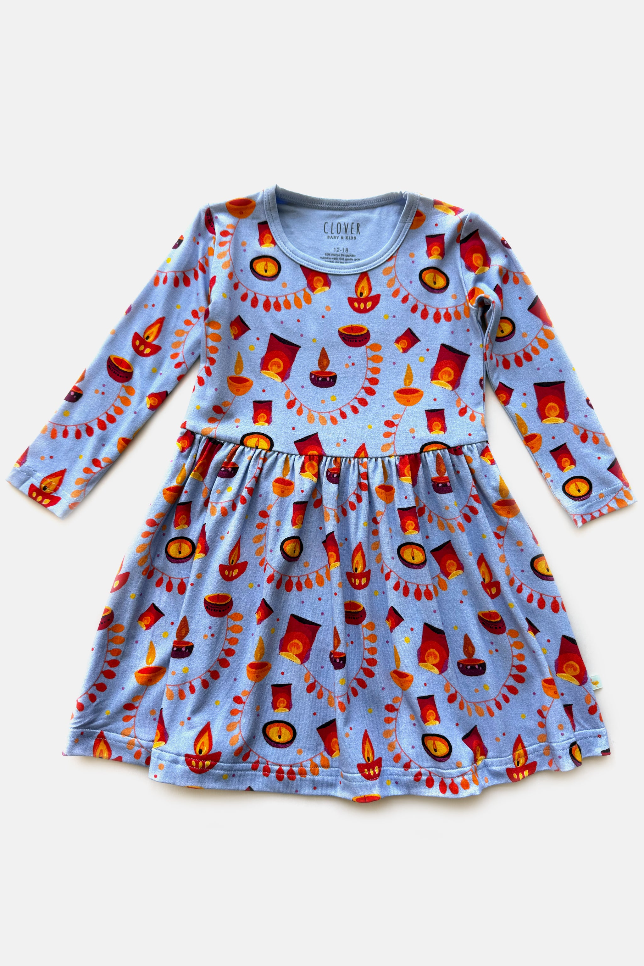 Stretchy Long Sleeve Twirl Dress - Diwali