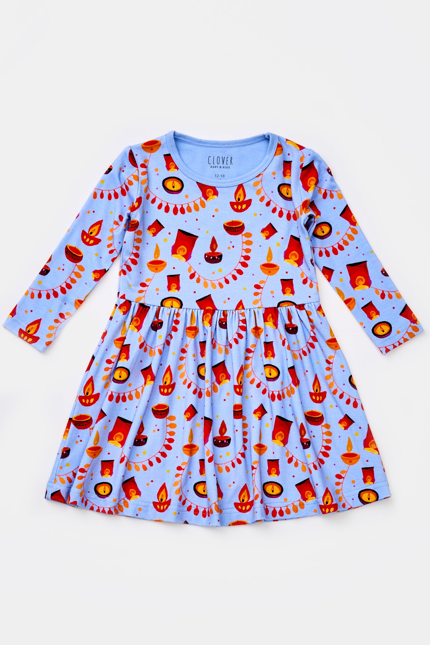 Stretchy Long Sleeve Twirl Dress - Diwali