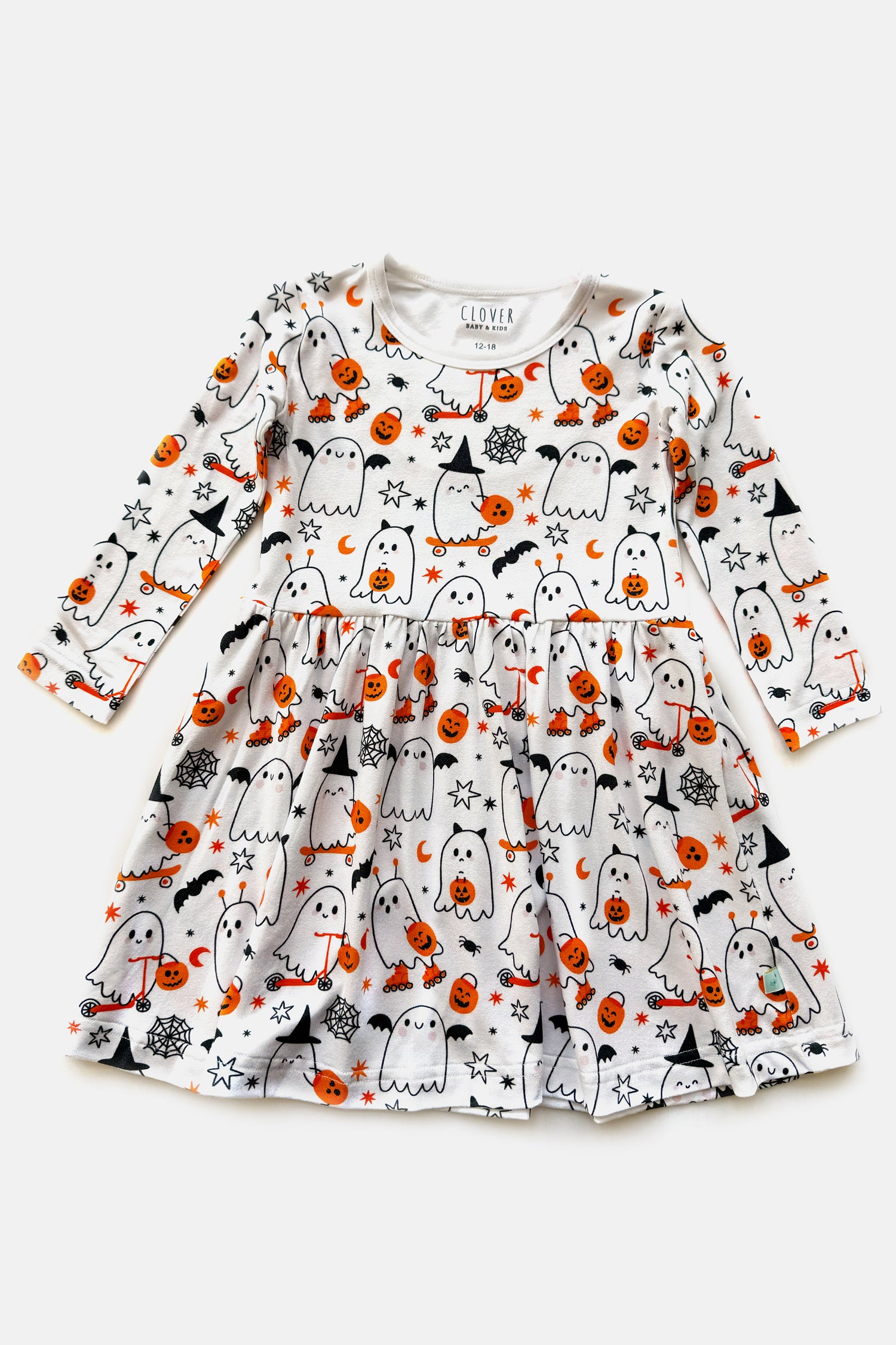 Stretchy Long Sleeve Twirl Dress - Halloween