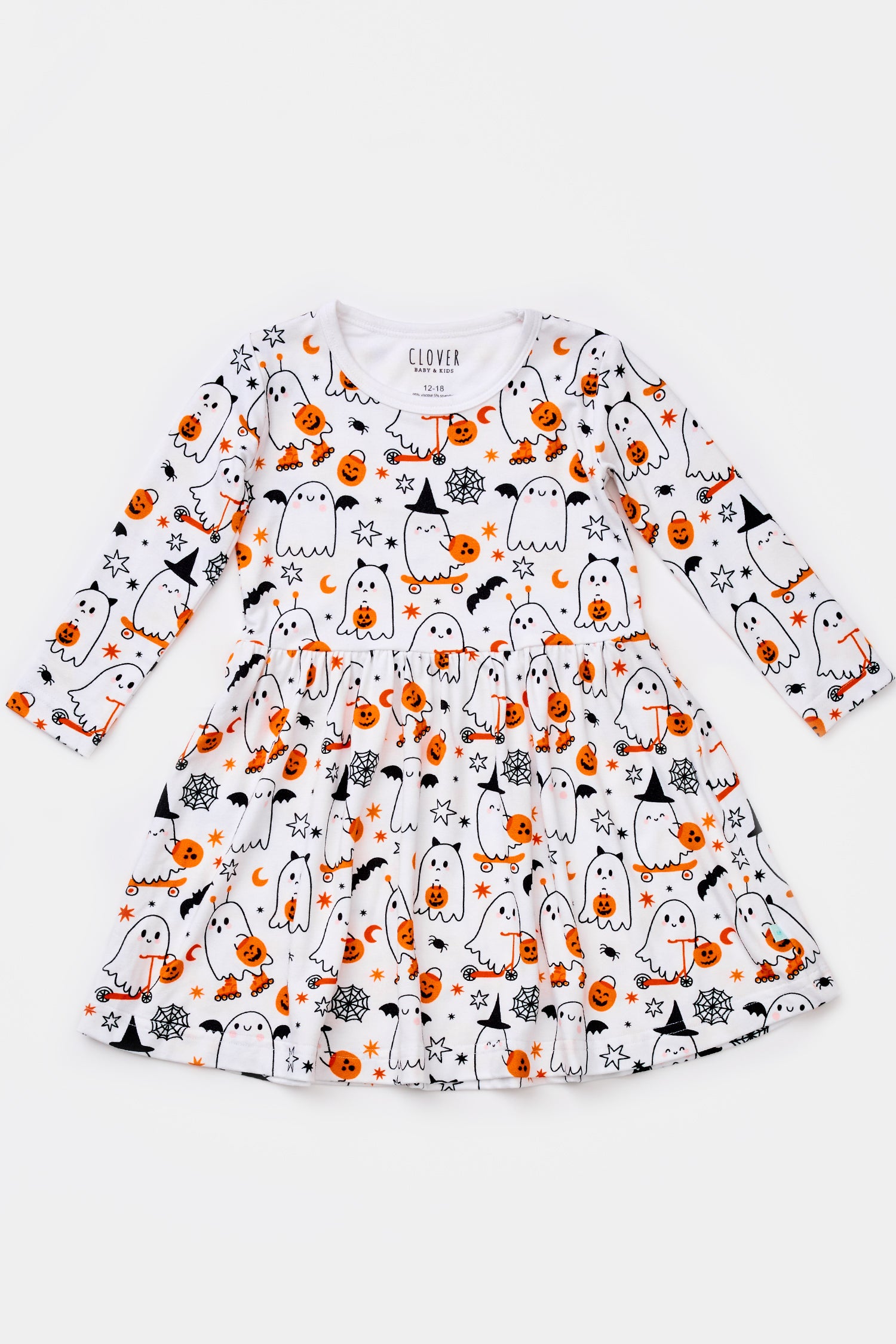 Stretchy Long Sleeve Twirl Dress - Halloween