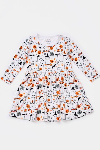 Stretchy Long Sleeve Twirl Dress - Halloween
