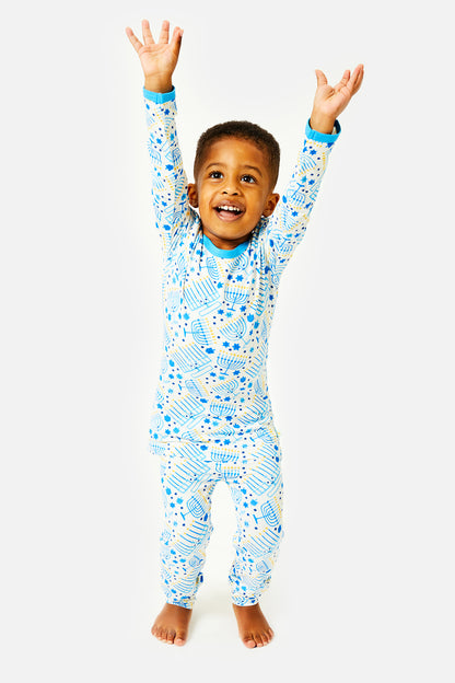 Long Sleeve Pajama Set - Hanukkah Menorahs