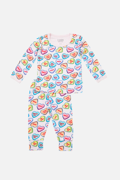 Long Sleeve Pajama Set - Candy Hearts