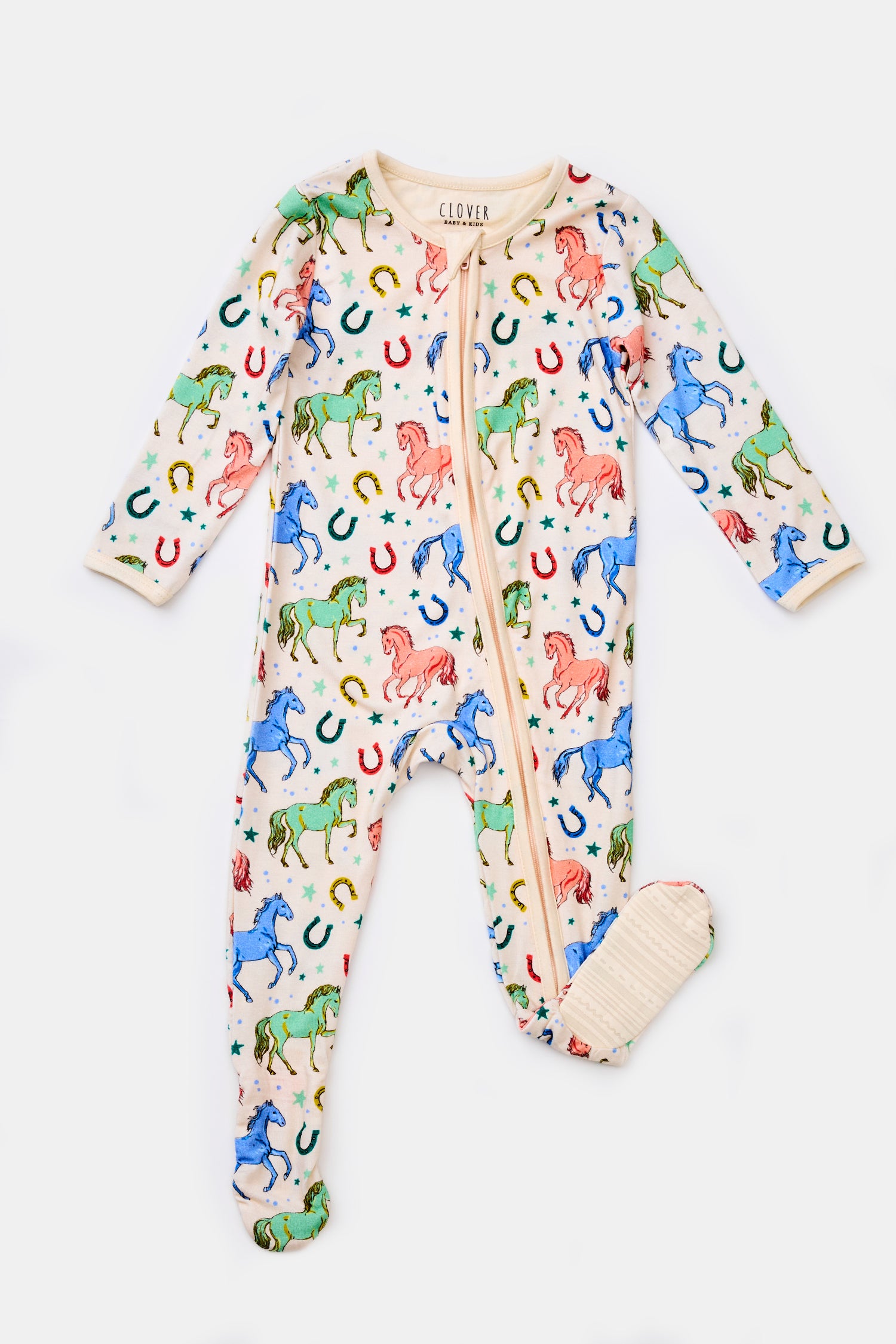 Soft &amp; Stretchy Zipper Footie - Horses