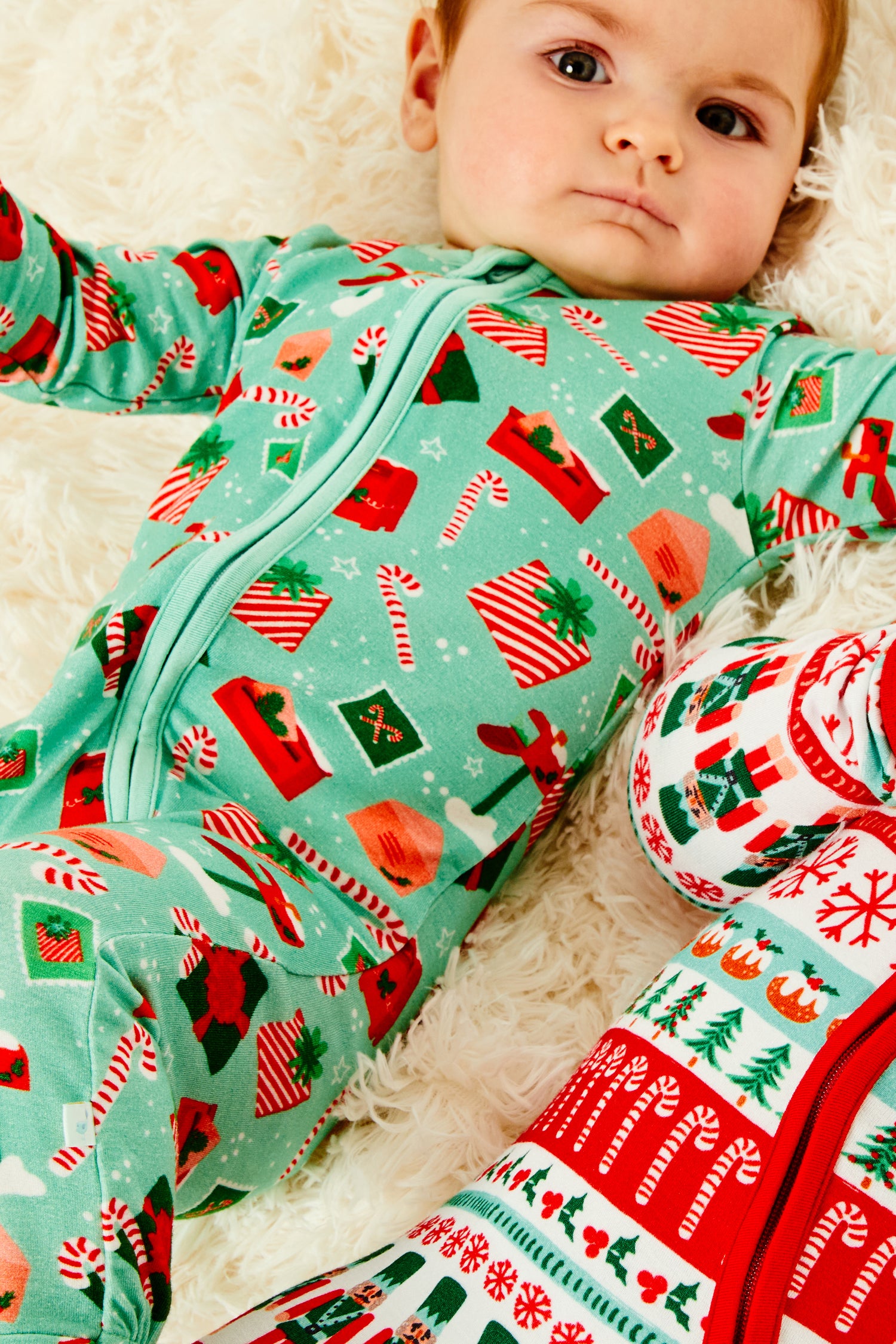 Soft &amp; Stretchy Zipper Footie - Santa Mail