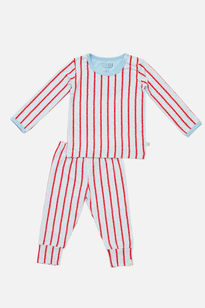 Long Sleeve Pajama Set - Baseball Stripes