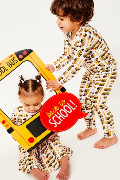 Long Sleeve Pajama Set - School Buses