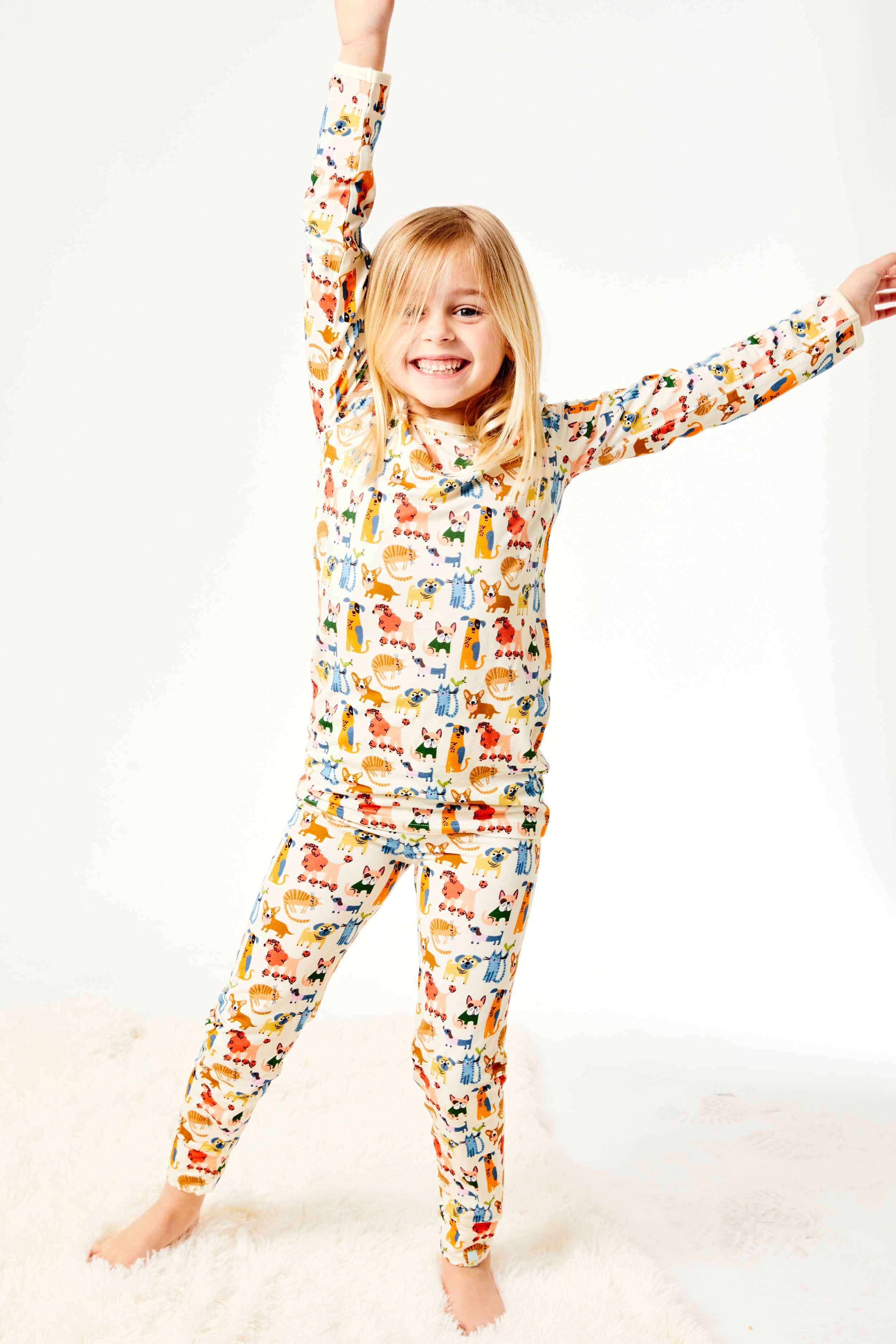 Long Sleeve Pajama Set - Cats + Dogs