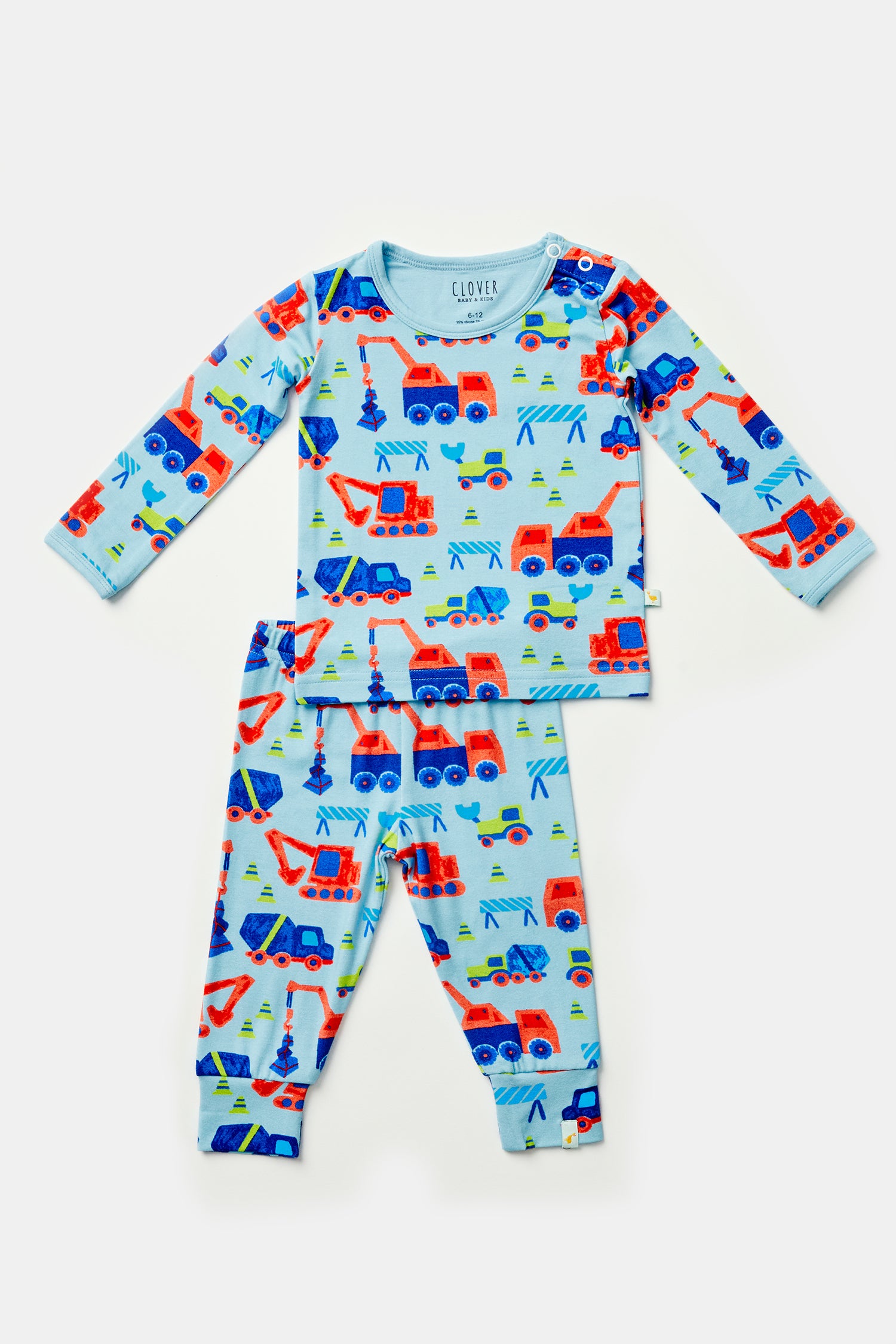 Long Sleeve Pajama Set - Construction Blue