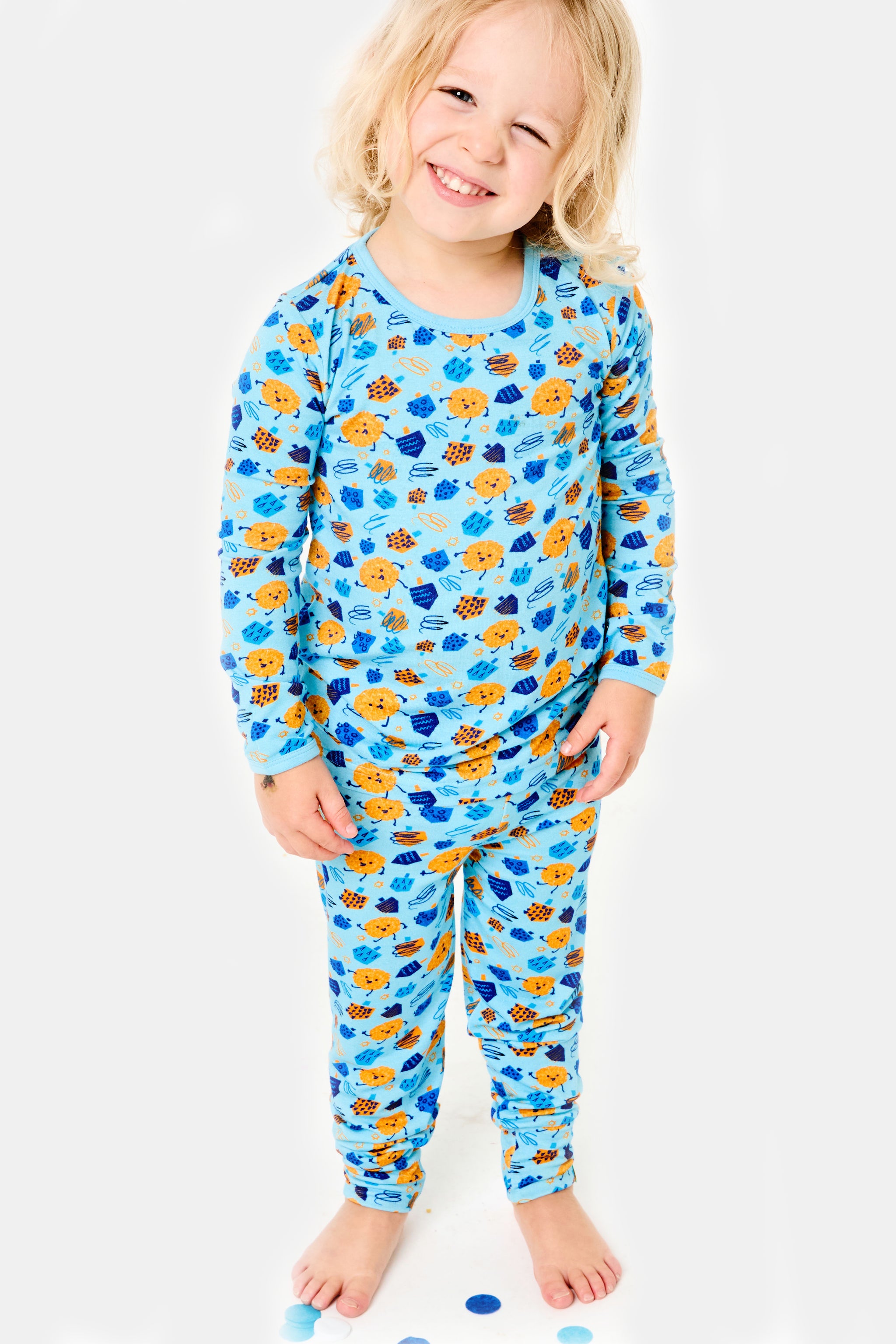 Long Sleeve Pajama Set - Hanukkah Dreidels