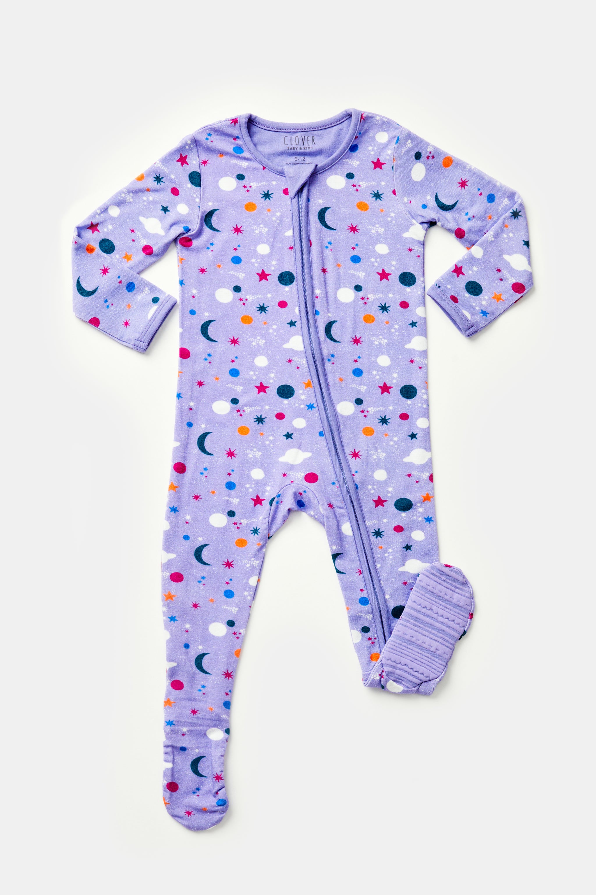 Soft &amp; Stretchy Zipper Footie - Luna Lavender