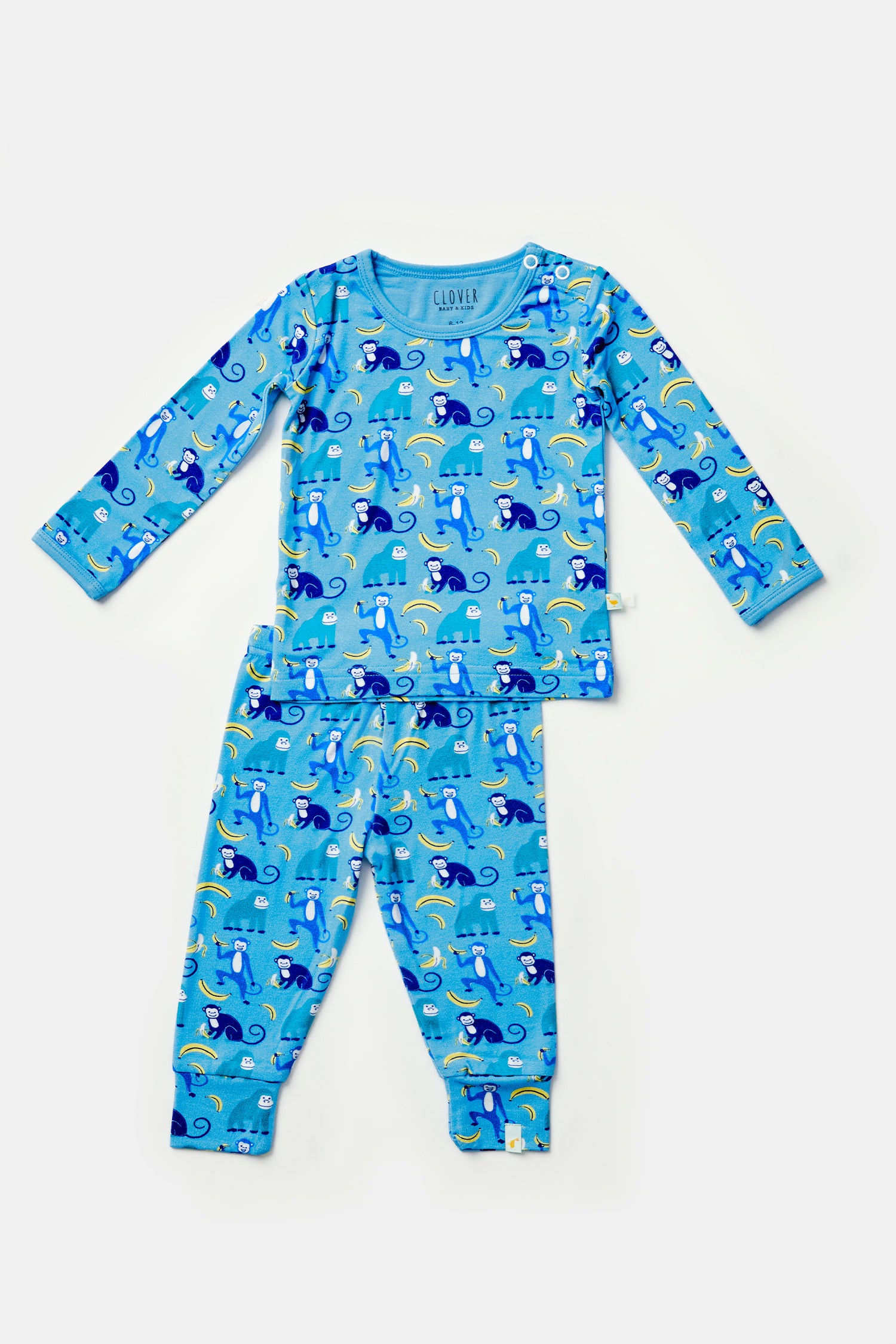 Long Sleeve Pajama Set - Monkeying Around Blue