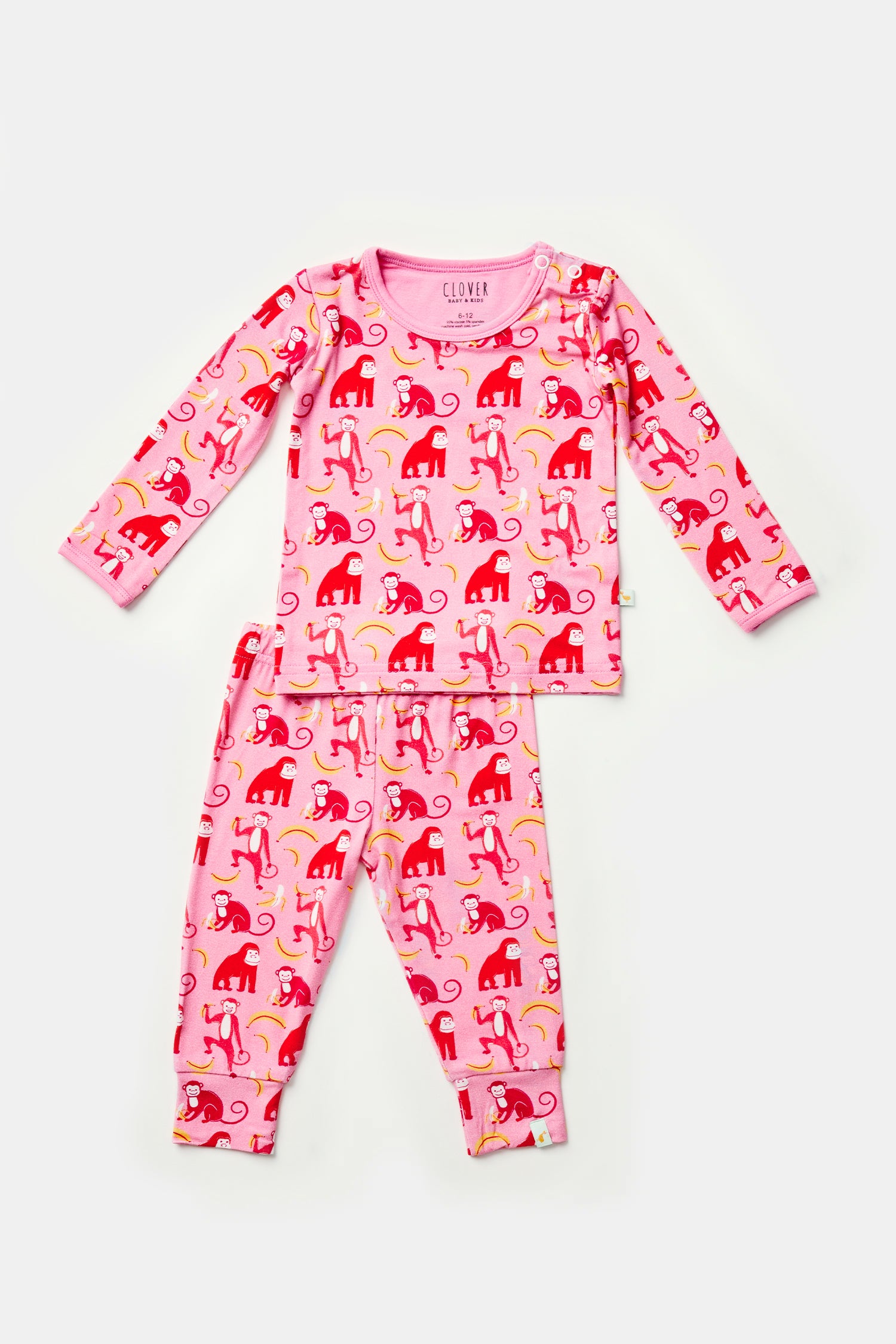 Long Sleeve Pajama Set - Monkeying Around Pink