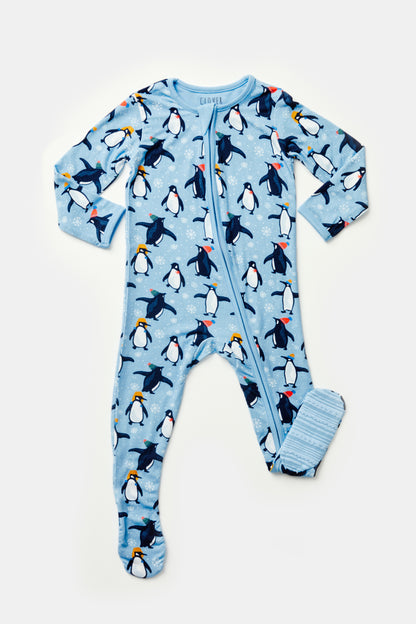 Soft &amp; Stretchy Zipper Footie - Penguins