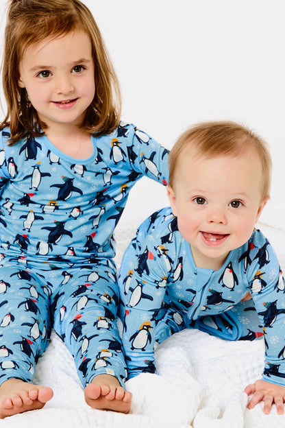 Soft &amp; Stretchy Zipper Footie - Penguins