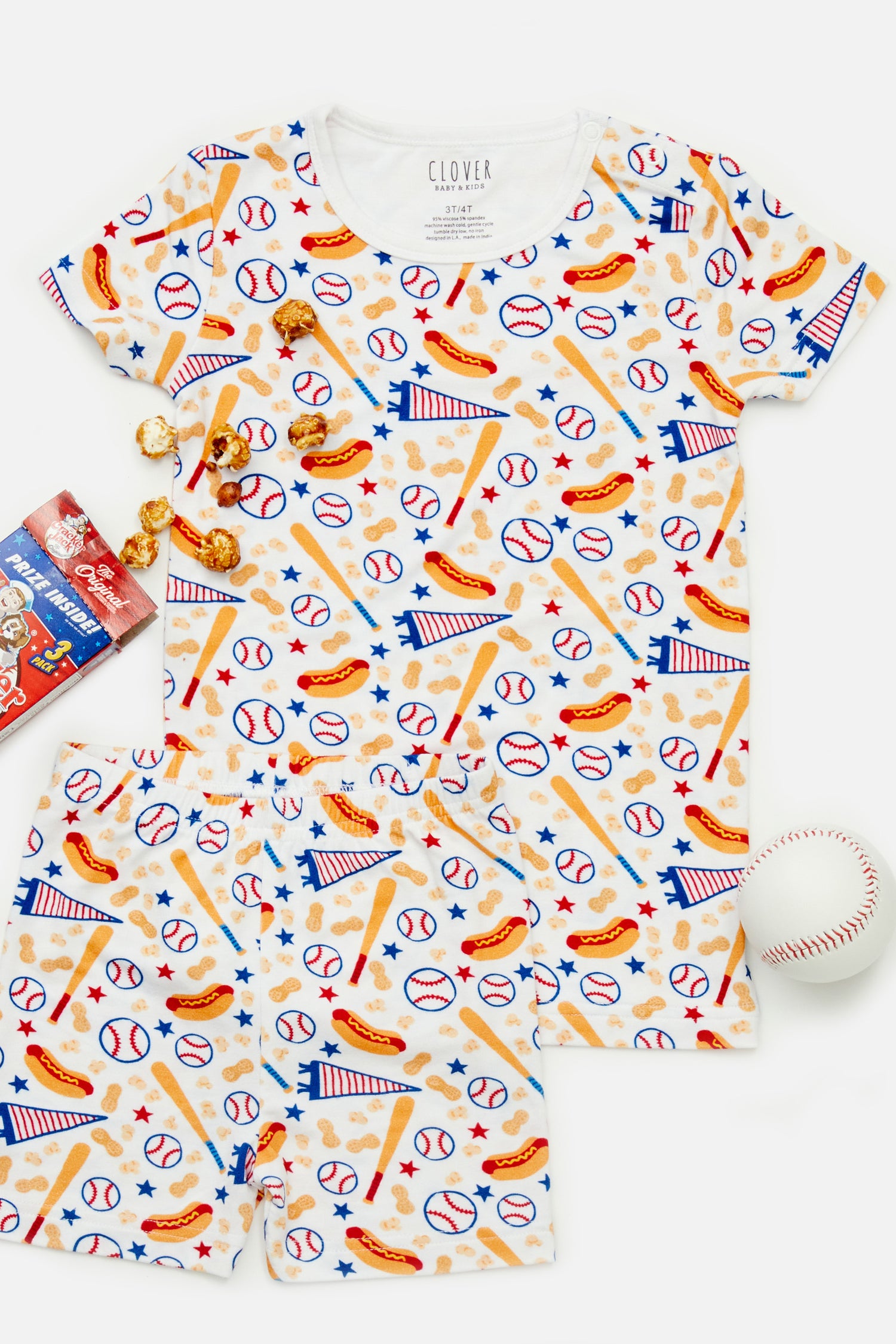 Shorts Pajama Set - Baseball Game