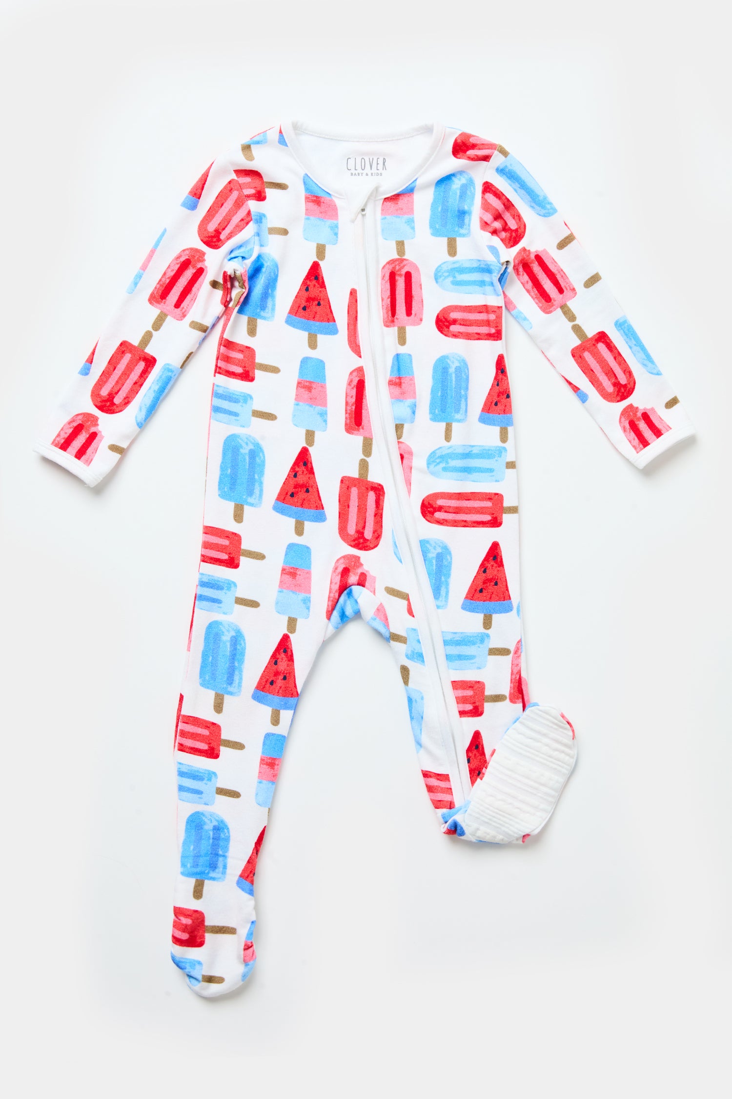 Soft &amp; Stretchy Zipper Footie - Popsicles