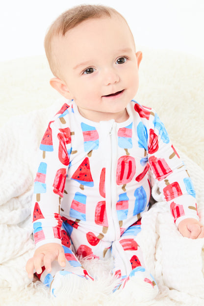 Soft &amp; Stretchy Zipper Footie - Popsicles