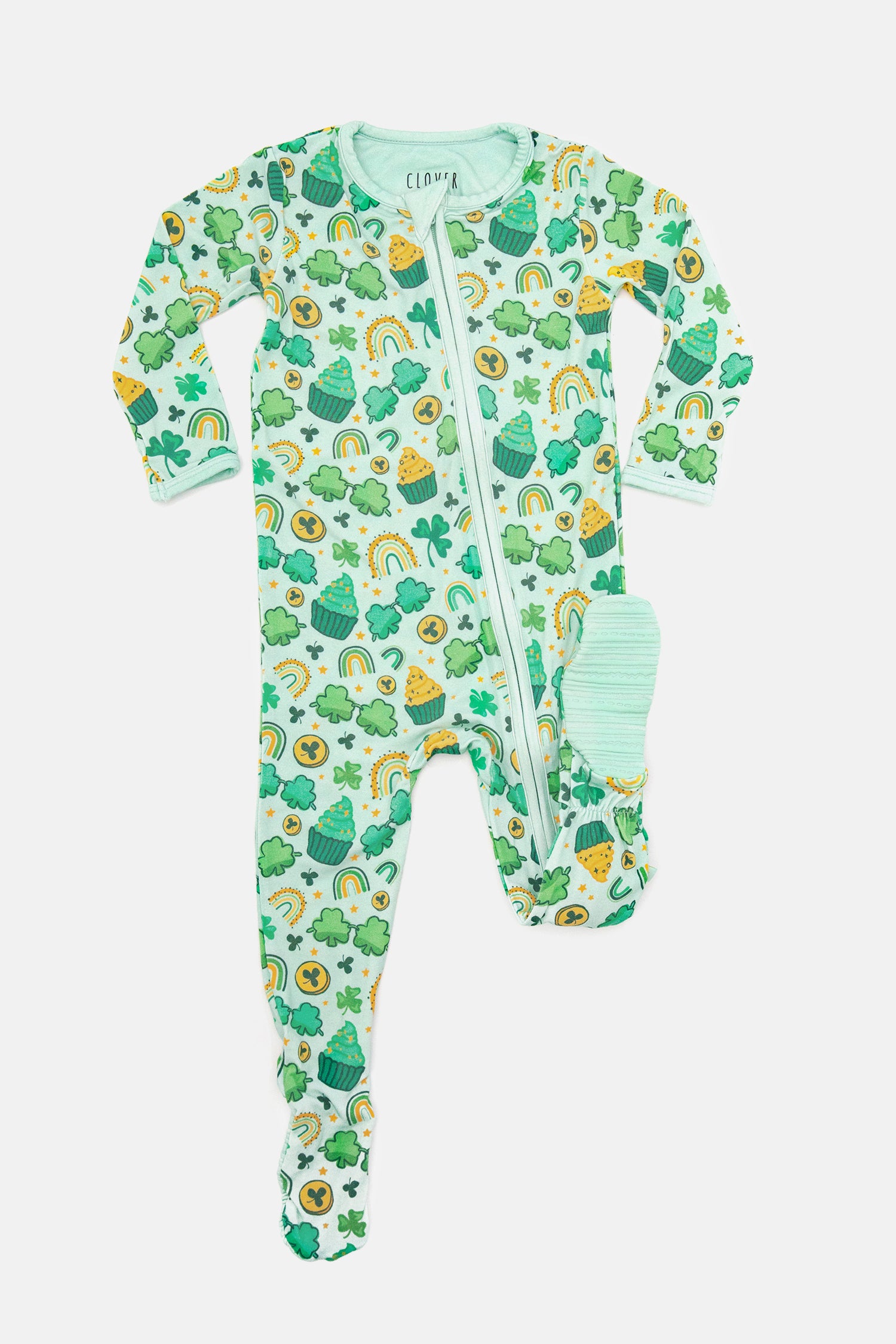 Soft &amp; Stretchy Zipper Footie - St. Patrick&