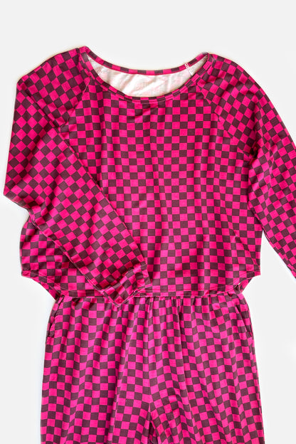 Women’s Lounge Set - Clover x Bohemian Mama - Holiday Checkered Red