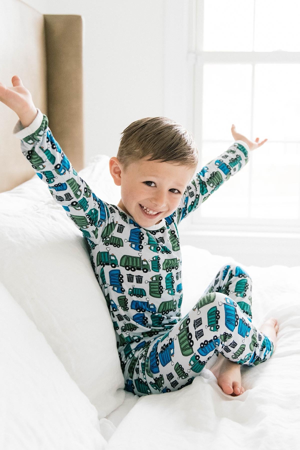 Long Sleeve Pajama Set Garbage Trucks