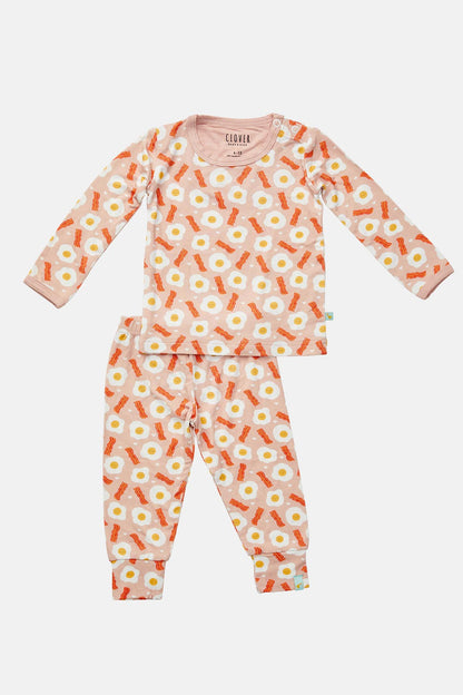 Long Sleeve Pajama Set - Bacon &amp; Eggs Pink
